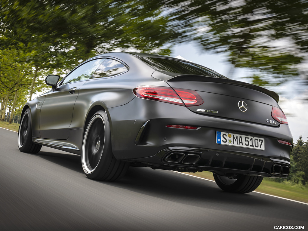 2019 Mercedes-AMG C 63 S Coupe (Color: Designo Graphite Gray Magno) - Rear Three-Quarter