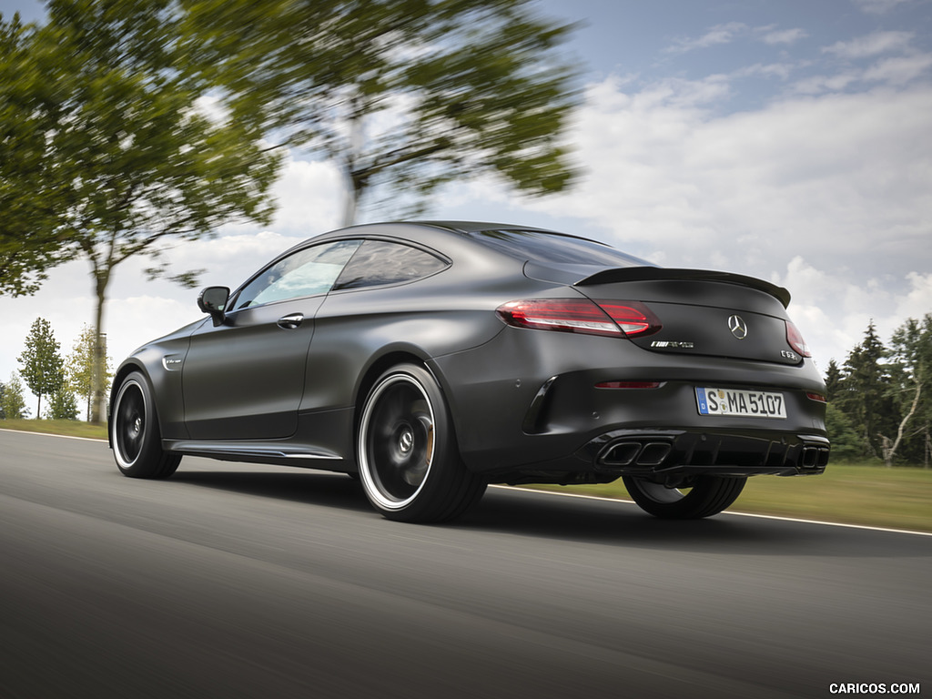 2019 Mercedes-AMG C 63 S Coupe (Color: Designo Graphite Gray Magno) - Rear Three-Quarter