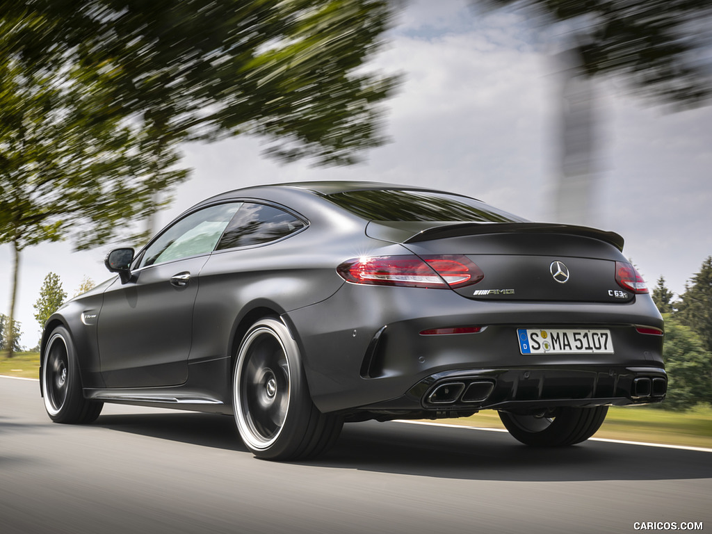 2019 Mercedes-AMG C 63 S Coupe (Color: Designo Graphite Gray Magno) - Rear Three-Quarter