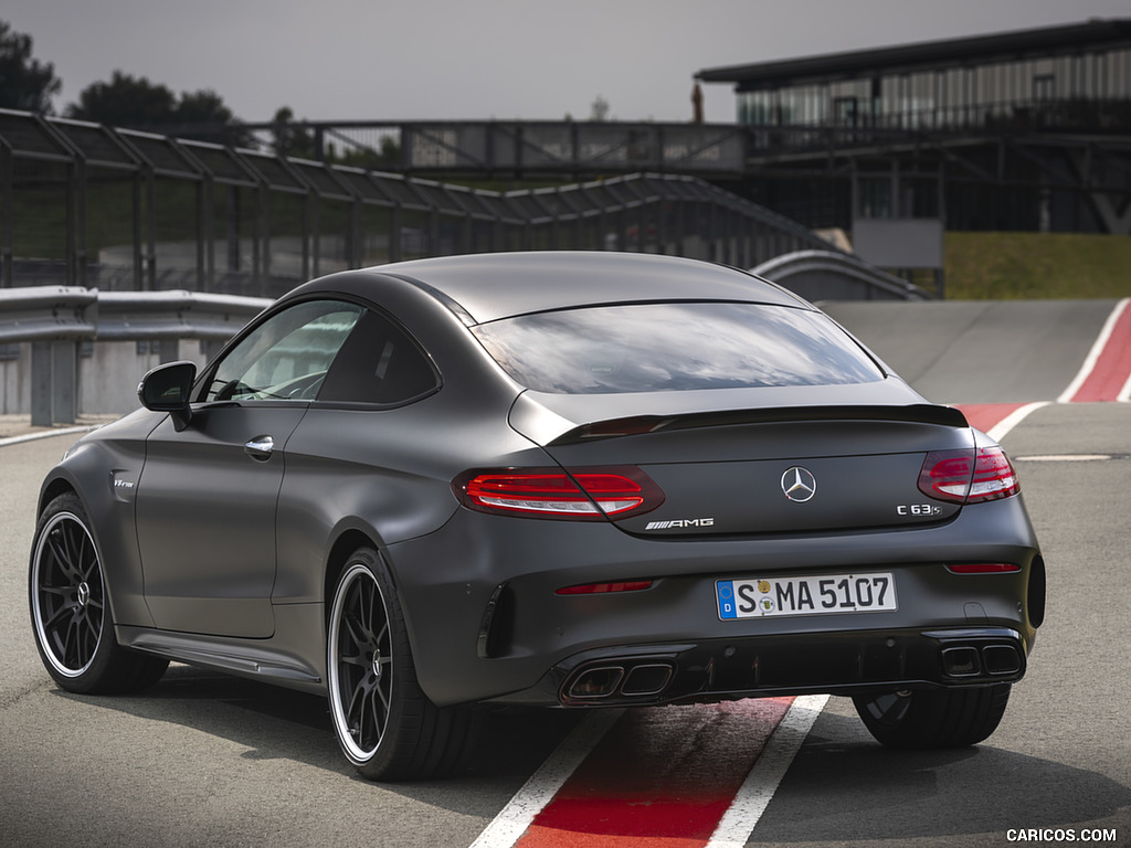 2019 Mercedes-AMG C 63 S Coupe (Color: Designo Graphite Gray Magno) - Rear Three-Quarter