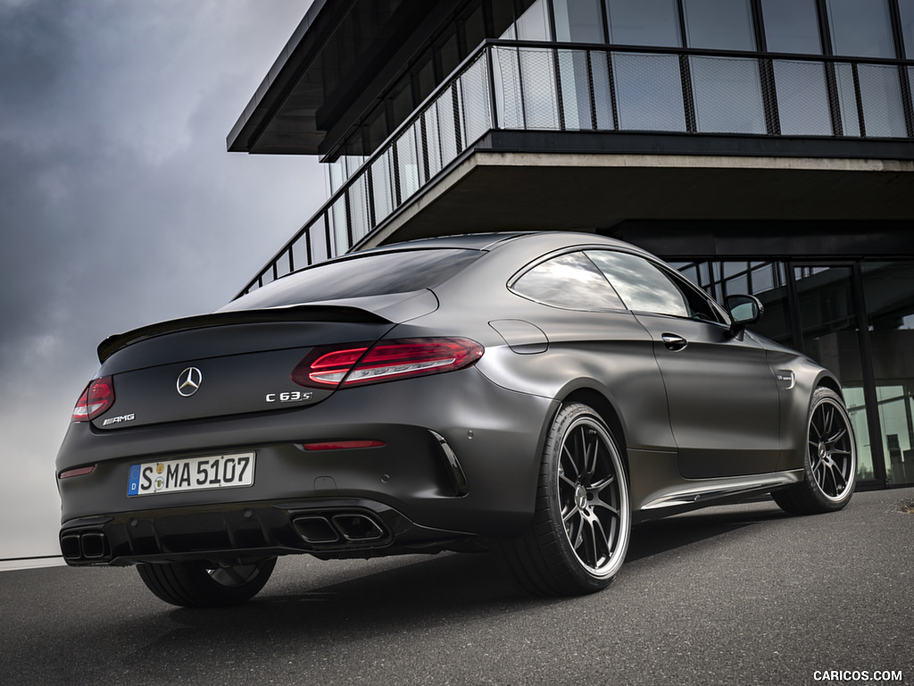 2019 Mercedes-AMG C 63 S Coupe (Color: Designo Graphite Gray Magno) - Rear Three-Quarter