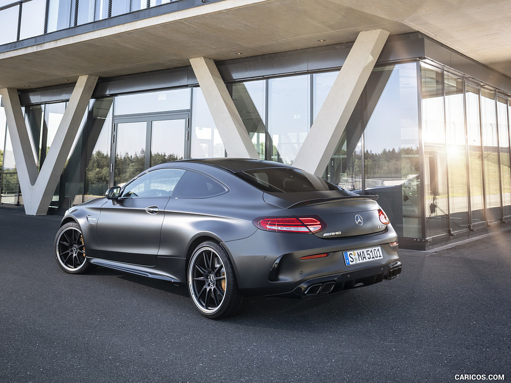 2019 Mercedes-AMG C 63 S Coupe (Color: Designo Graphite Gray Magno) - Rear Three-Quarter