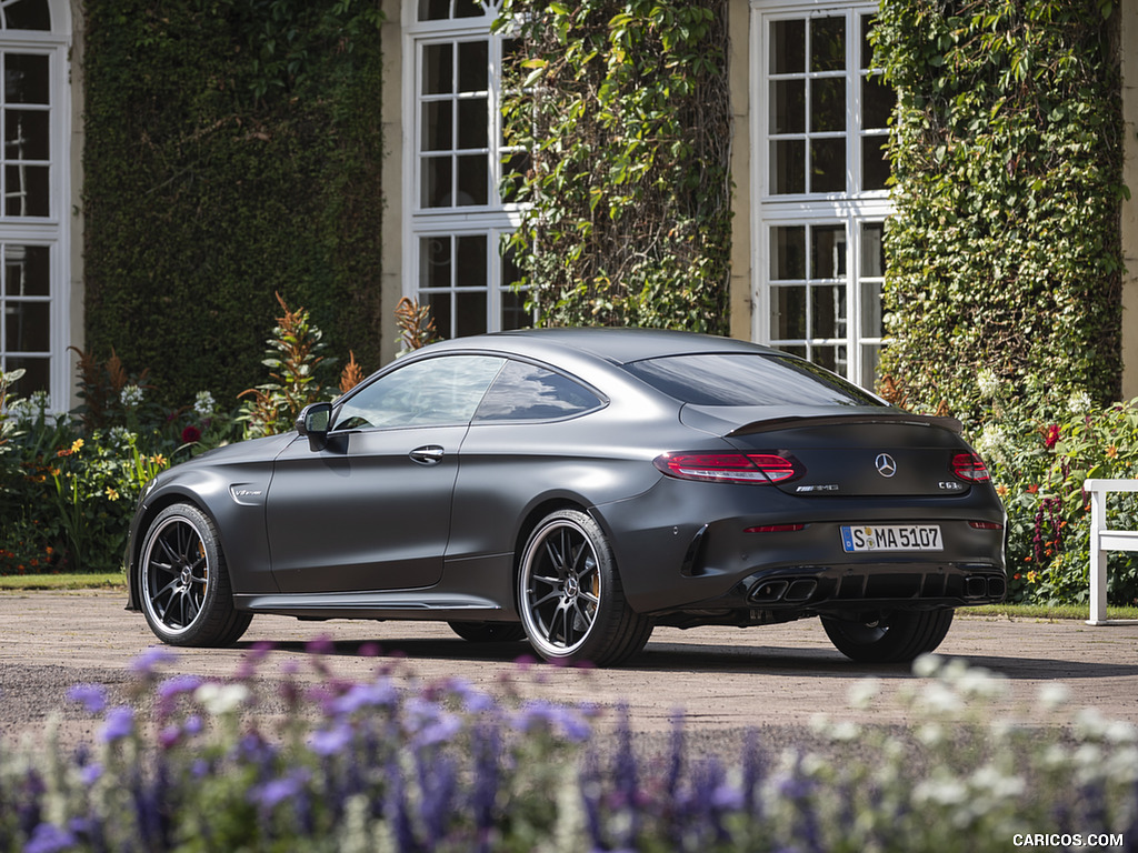 2019 Mercedes-AMG C 63 S Coupe (Color: Designo Graphite Gray Magno) - Rear Three-Quarter