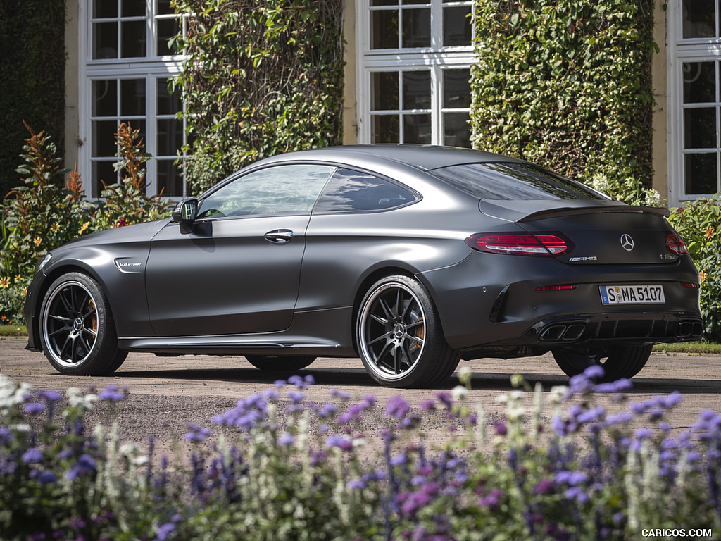 2019 Mercedes-AMG C 63 S Coupe (Color: Designo Graphite Gray Magno) - Rear Three-Quarter