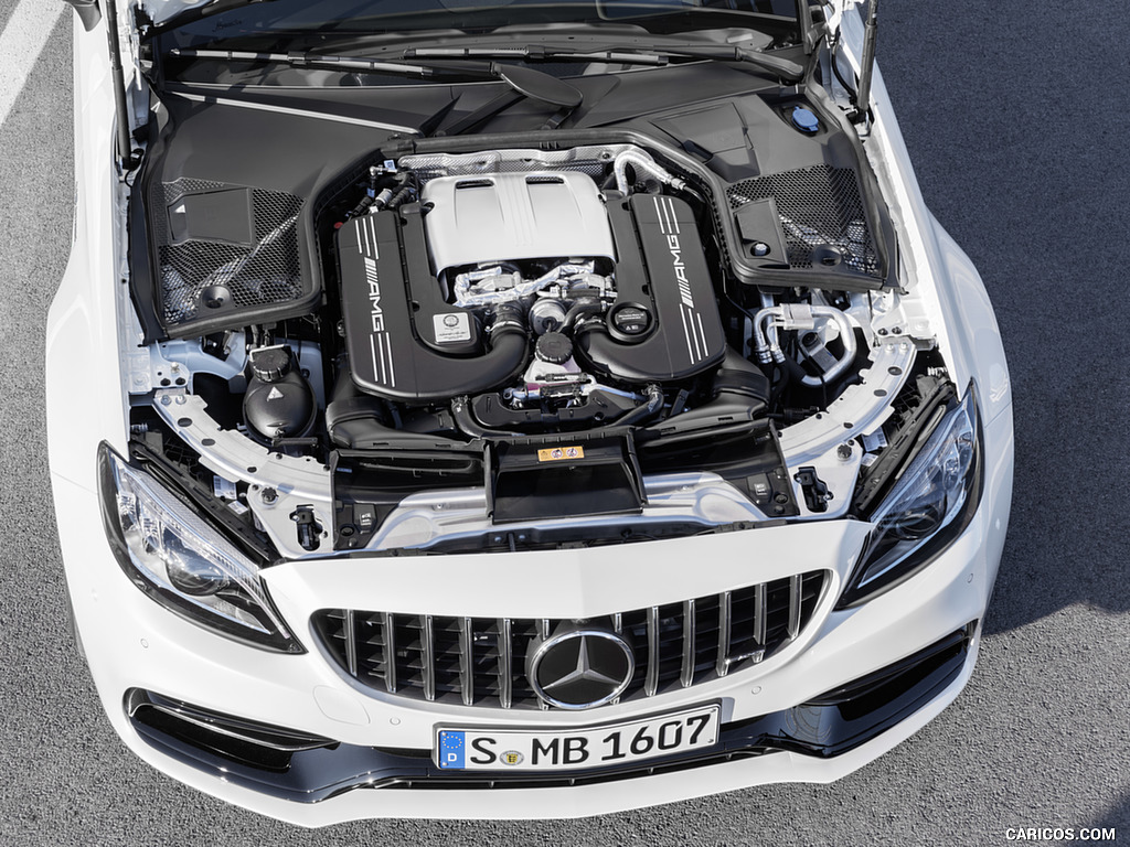 2019 Mercedes-AMG C 63 S Coupe with Night package and Carbon-package II (Color: Designo Diamond White Bright) - Engine