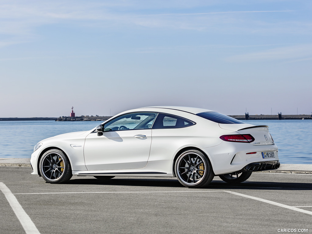 2019 Mercedes-AMG C 63 S Coupe with Night package and Carbon-package II (Color: Designo Diamond White Bright) - Side