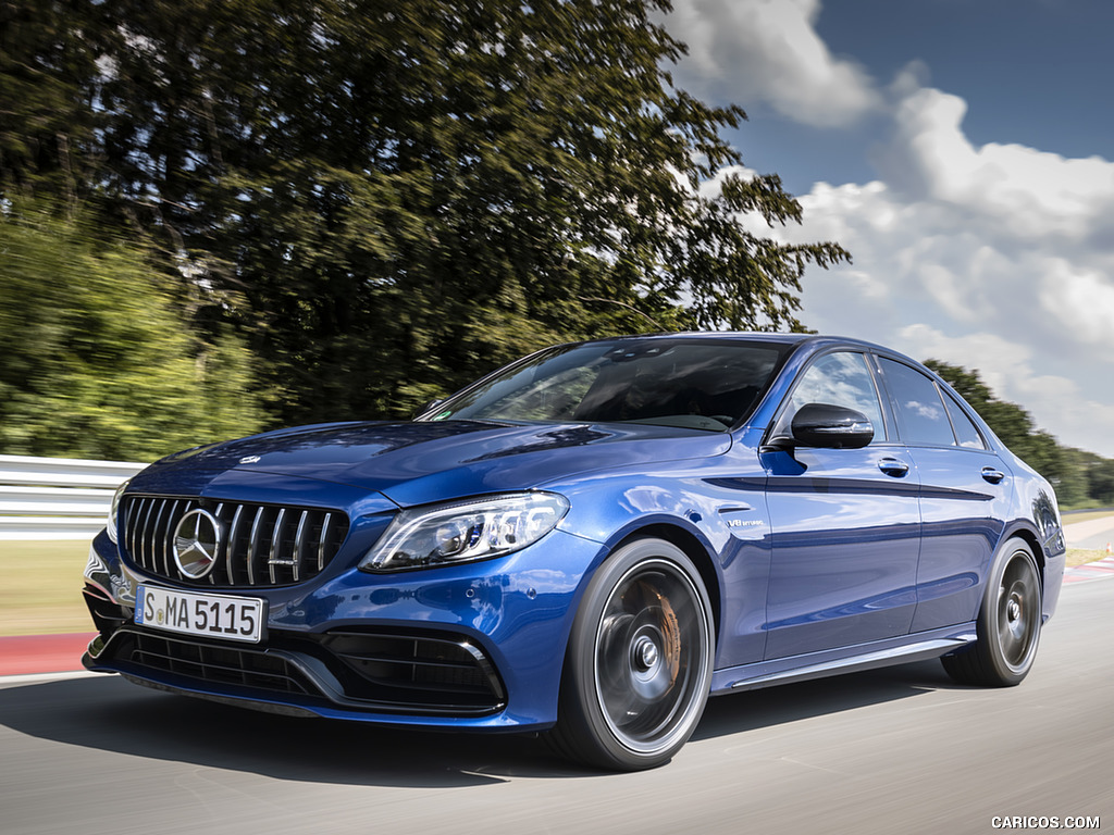 2019 Mercedes-AMG C 63 Sedan (Color: Brilliant Blue Metallic) - Front Three-Quarter