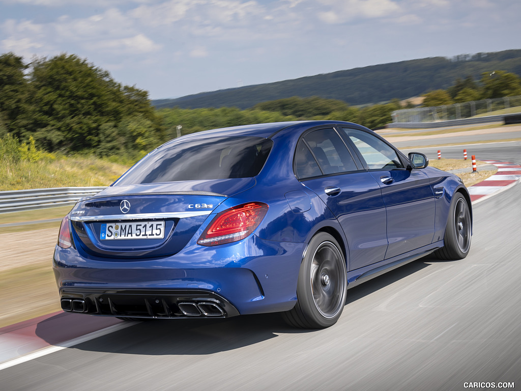 2019 Mercedes-AMG C 63 Sedan (Color: Brilliant Blue Metallic) - Rear Three-Quarter