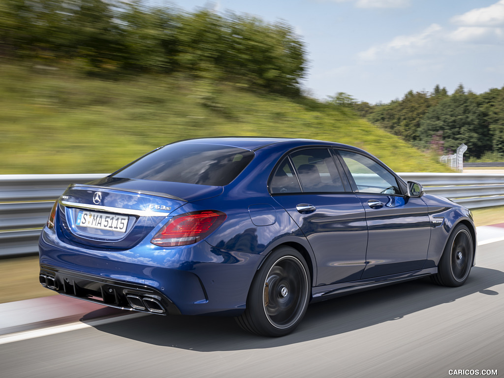 2019 Mercedes-AMG C 63 Sedan (Color: Brilliant Blue Metallic) - Rear Three-Quarter