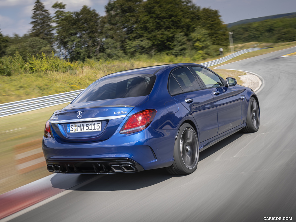 2019 Mercedes-AMG C 63 Sedan (Color: Brilliant Blue Metallic) - Rear Three-Quarter