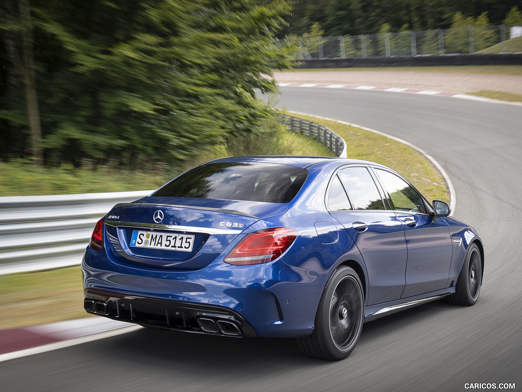 2019 Mercedes-AMG C 63 Sedan (Color: Brilliant Blue Metallic) - Rear Three-Quarter