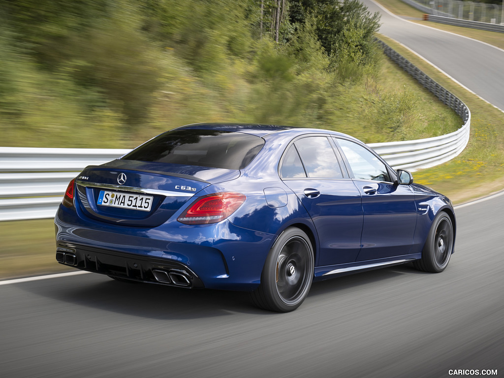 2019 Mercedes-AMG C 63 Sedan (Color: Brilliant Blue Metallic) - Rear Three-Quarter