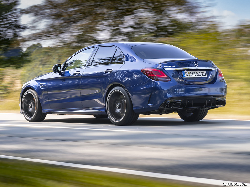 2019 Mercedes-AMG C 63 Sedan (Color: Brilliant Blue Metallic) - Rear Three-Quarter