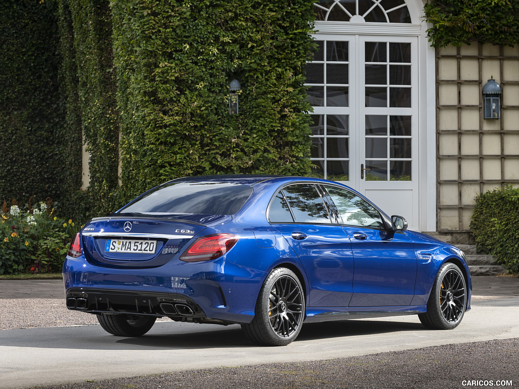 2019 Mercedes-AMG C 63 Sedan (Color: Brilliant Blue Metallic) - Rear Three-Quarter