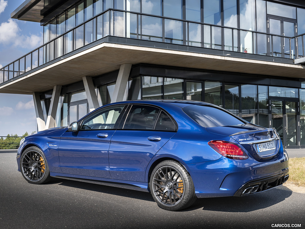 2019 Mercedes-AMG C 63 Sedan (Color: Brilliant Blue Metallic) - Rear Three-Quarter