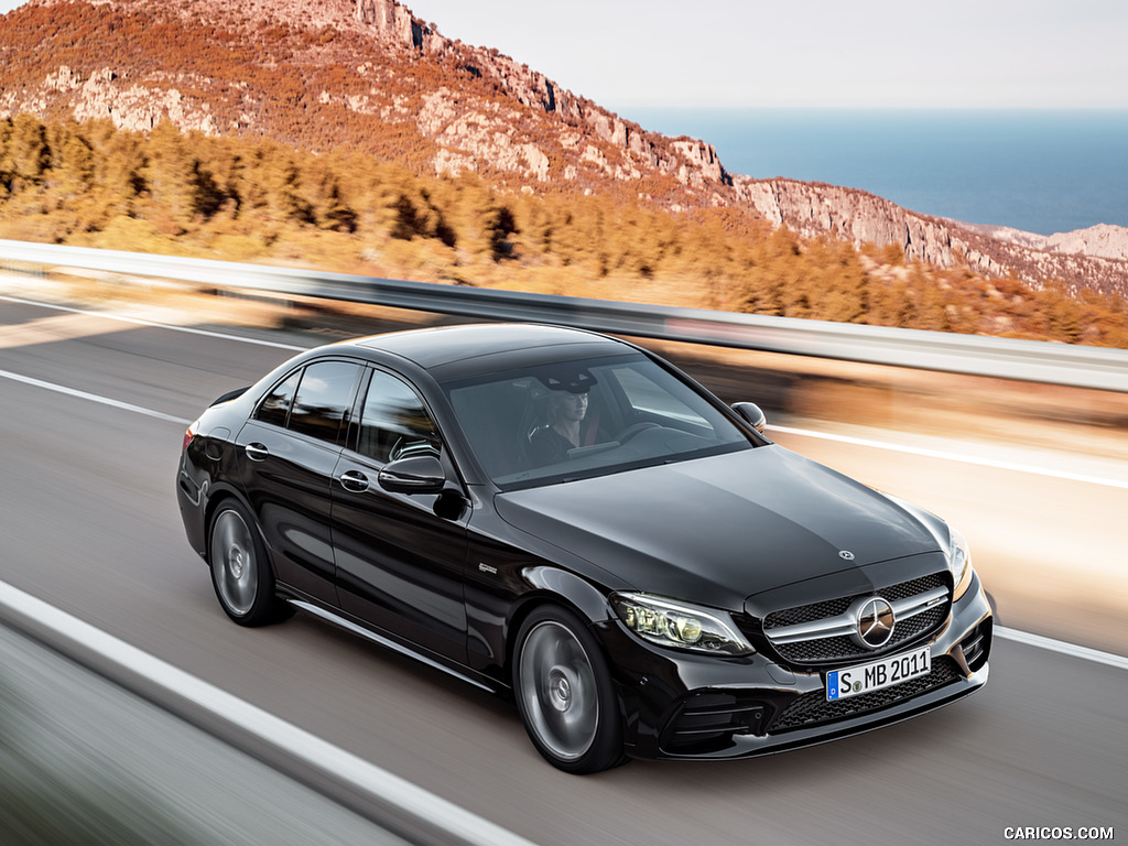 2019 Mercedes-AMG C43 4MATIC (Color: Obsidian Black Metallic) - Front Three-Quarter