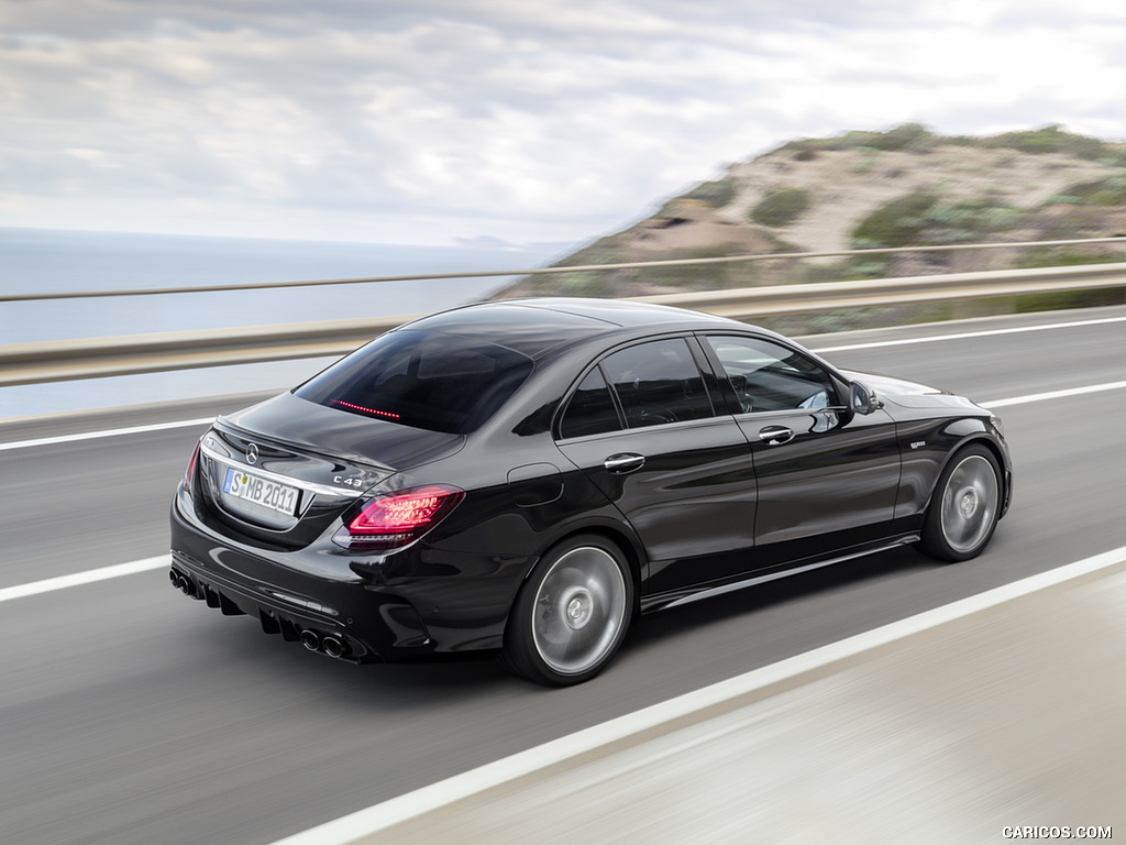 2019 Mercedes-AMG C43 4MATIC (Color: Obsidian Black Metallic) - Rear Three-Quarter