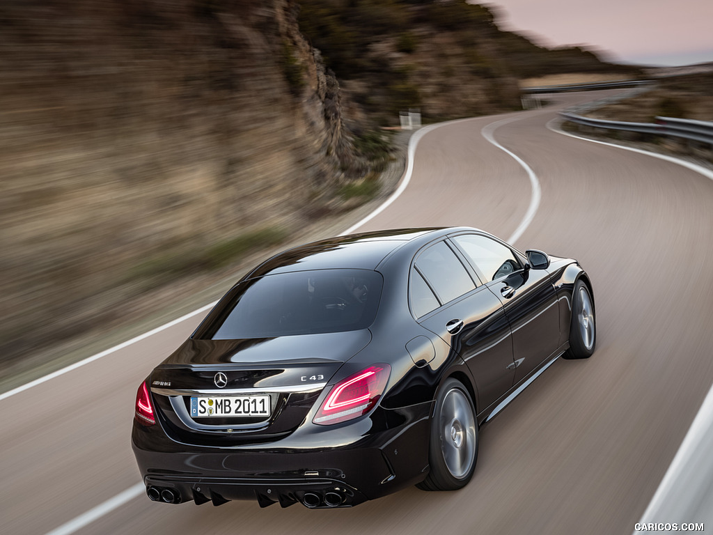 2019 Mercedes-AMG C43 4MATIC (Color: Obsidian Black Metallic) - Rear Three-Quarter