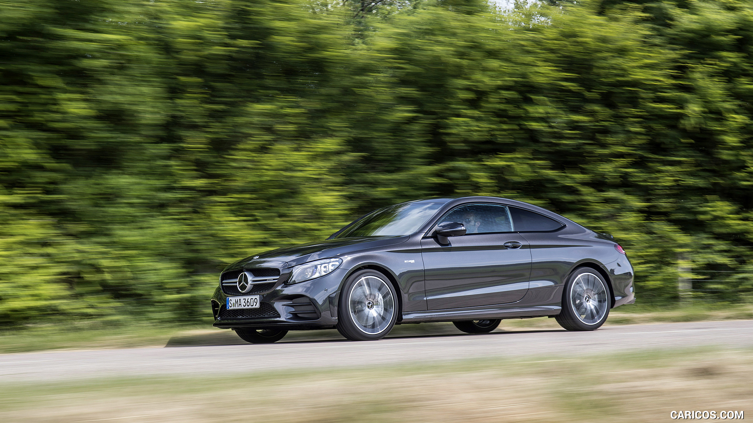 2019 Mercedes-AMG C43 4MATIC Coupe (Color: Graphite Grey Metallic) - Front Three-Quarter, #40 of 184