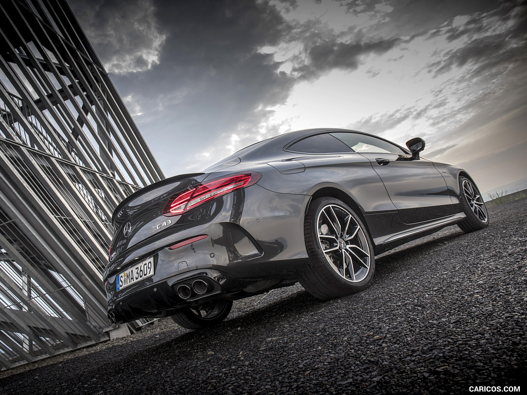 2019 Mercedes-AMG C43 4MATIC Coupe (Color: Graphite Grey Metallic) - Rear Three-Quarter