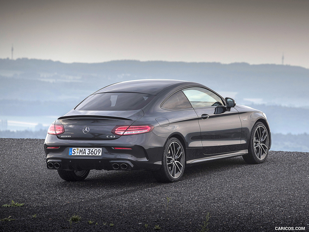 2019 Mercedes-AMG C43 4MATIC Coupe (Color: Graphite Grey Metallic) - Rear Three-Quarter