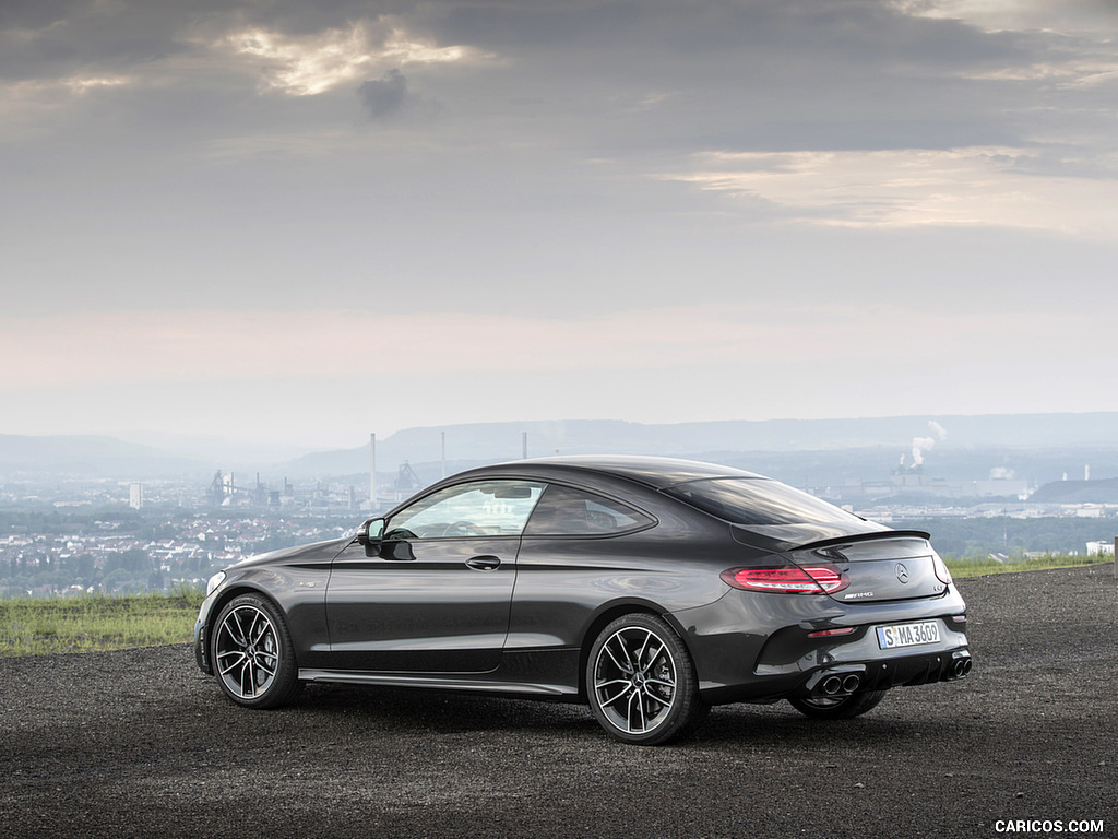 2019 Mercedes-AMG C43 4MATIC Coupe (Color: Graphite Grey Metallic) - Rear Three-Quarter