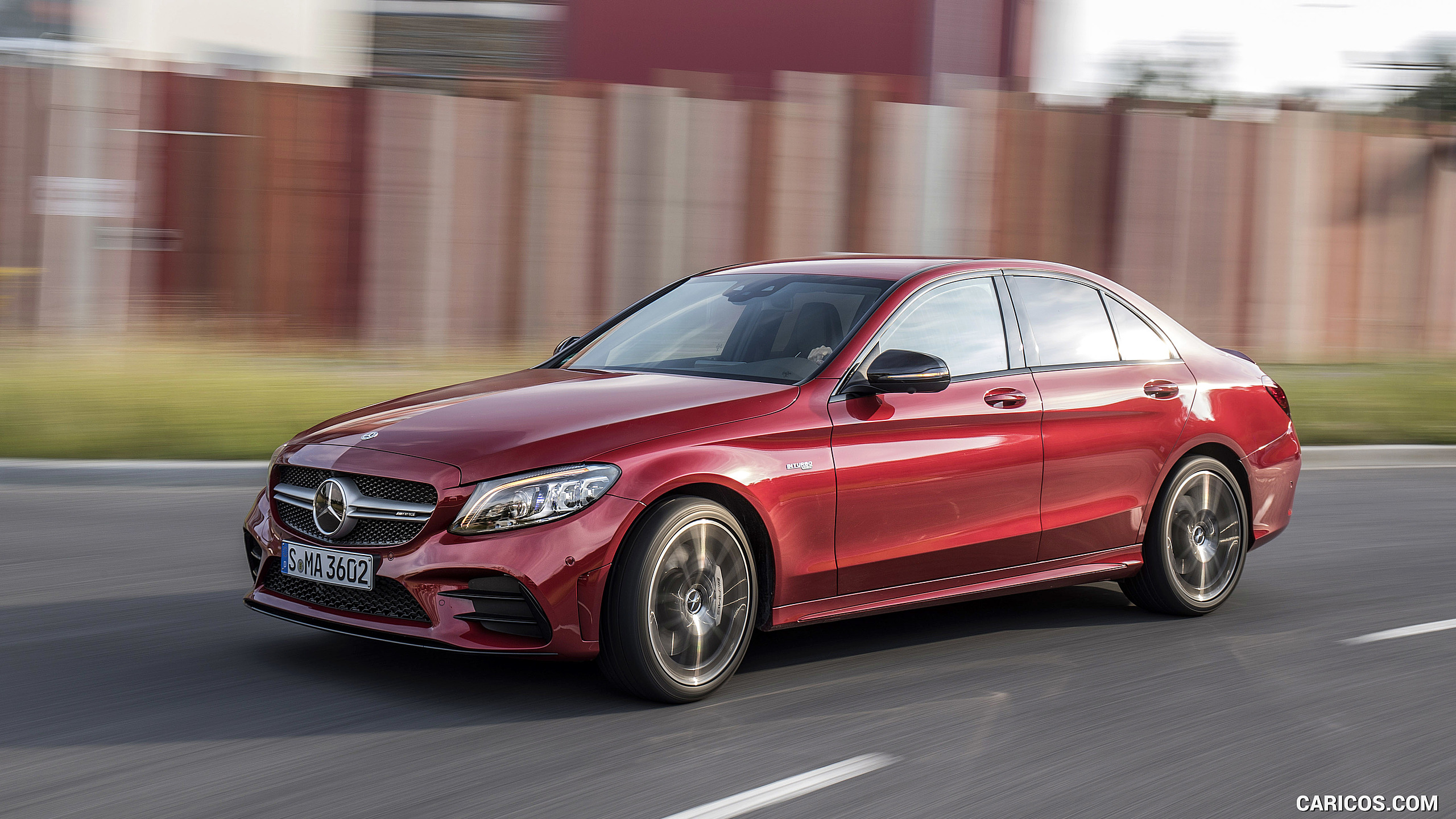 2019 Mercedes-AMG C43 4MATIC Sedan (Color: Hyacinth Red) - Front Three-Quarter, #42 of 192