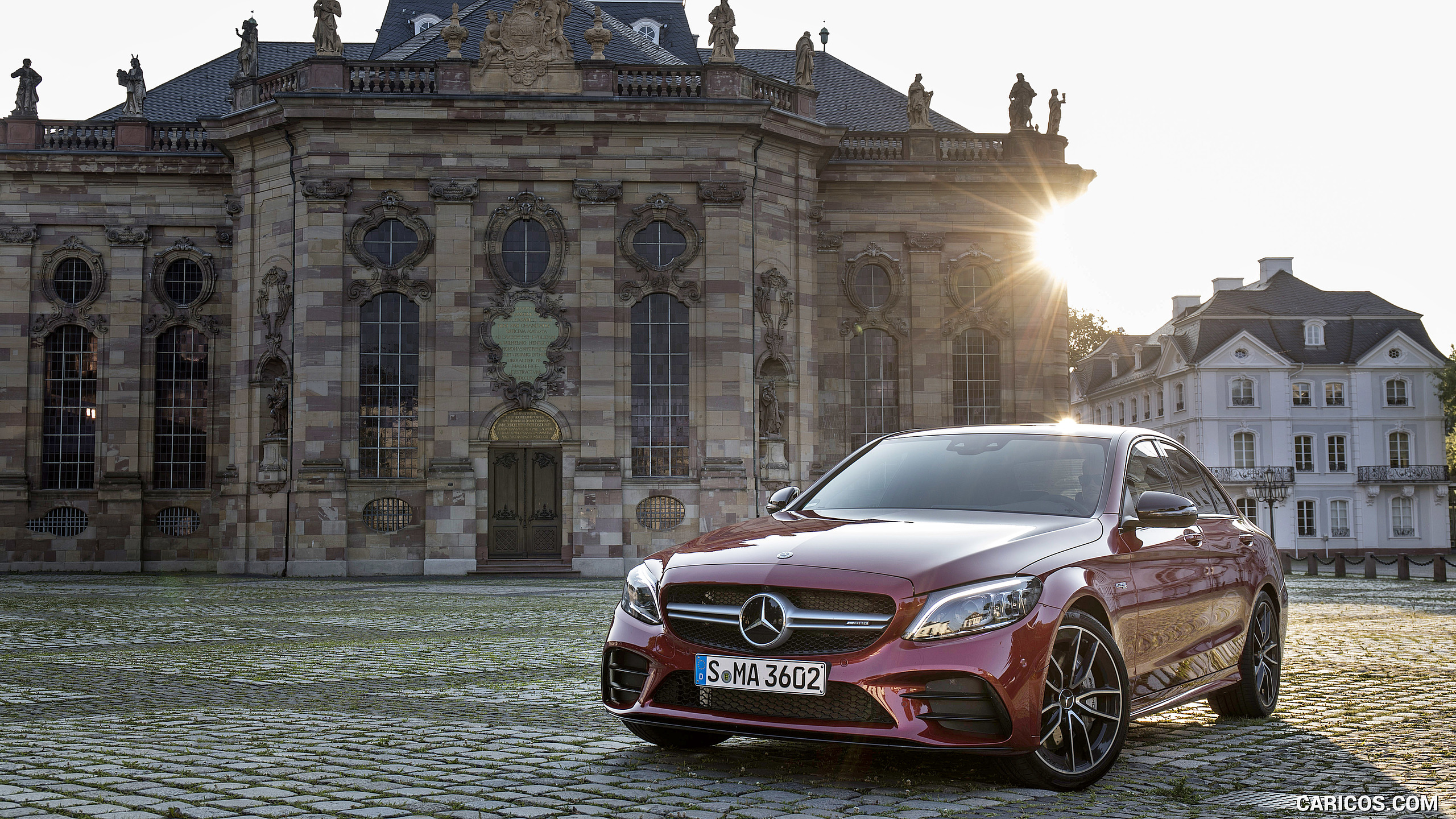 2019 Mercedes-AMG C43 4MATIC Sedan (Color: Hyacinth Red) - Front Three-Quarter, #54 of 192