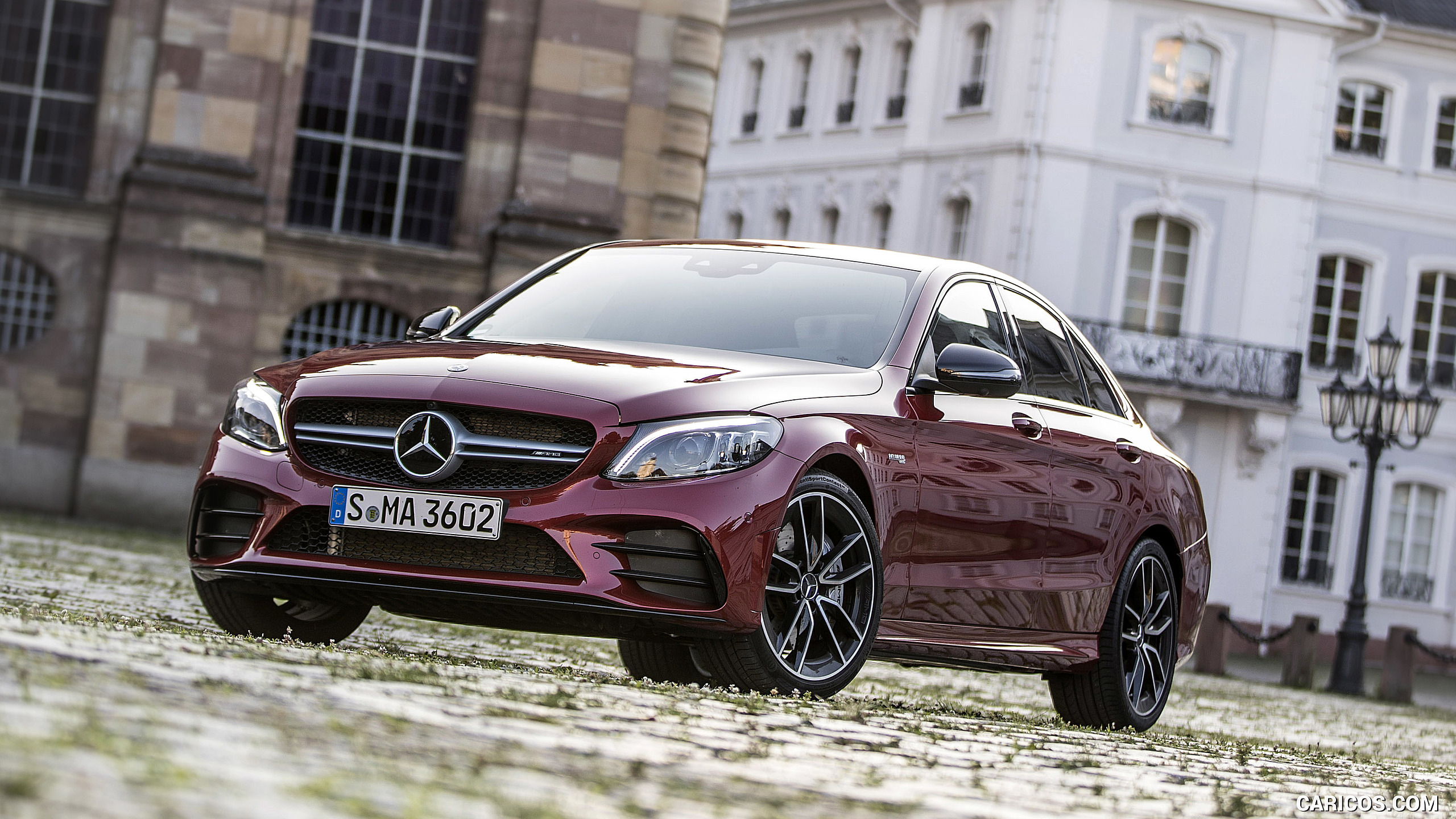 2019 Mercedes-AMG C43 4MATIC Sedan (Color: Hyacinth Red) - Front Three-Quarter, #56 of 192