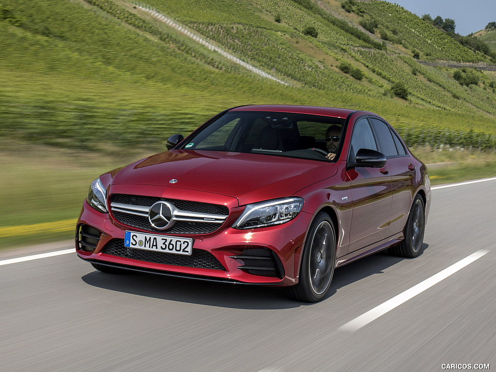 2019 Mercedes-AMG C43 4MATIC Sedan (Color: Hyacinth Red) - Front Three-Quarter