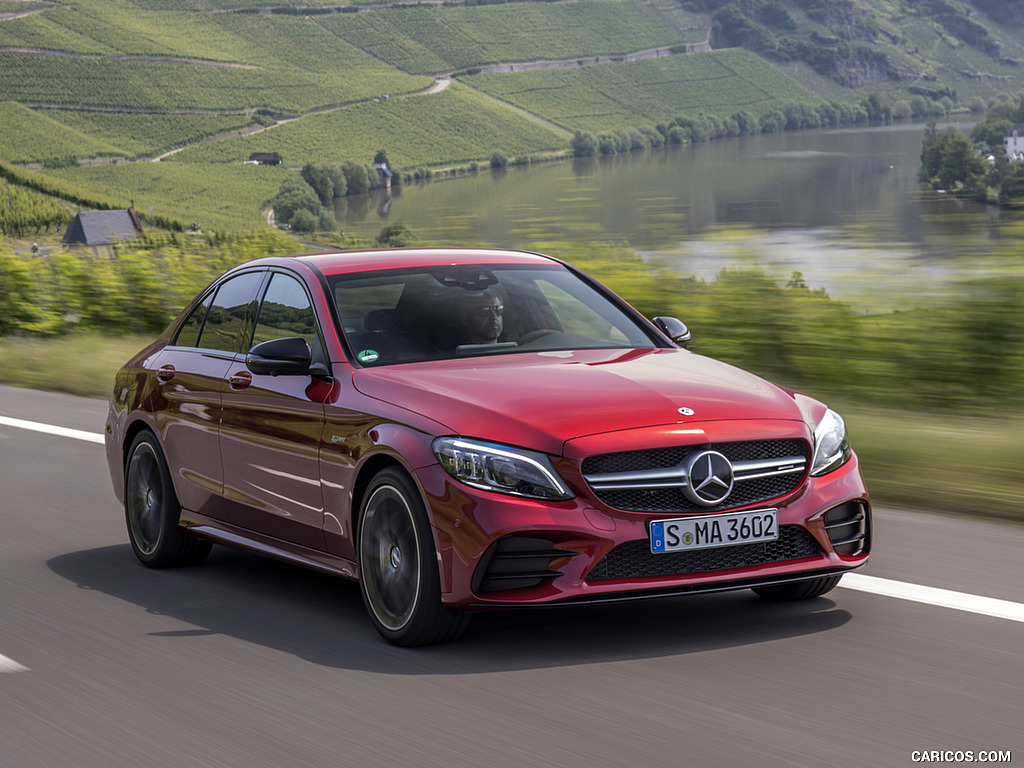 2019 Mercedes-AMG C43 4MATIC Sedan (Color: Hyacinth Red) - Front Three-Quarter