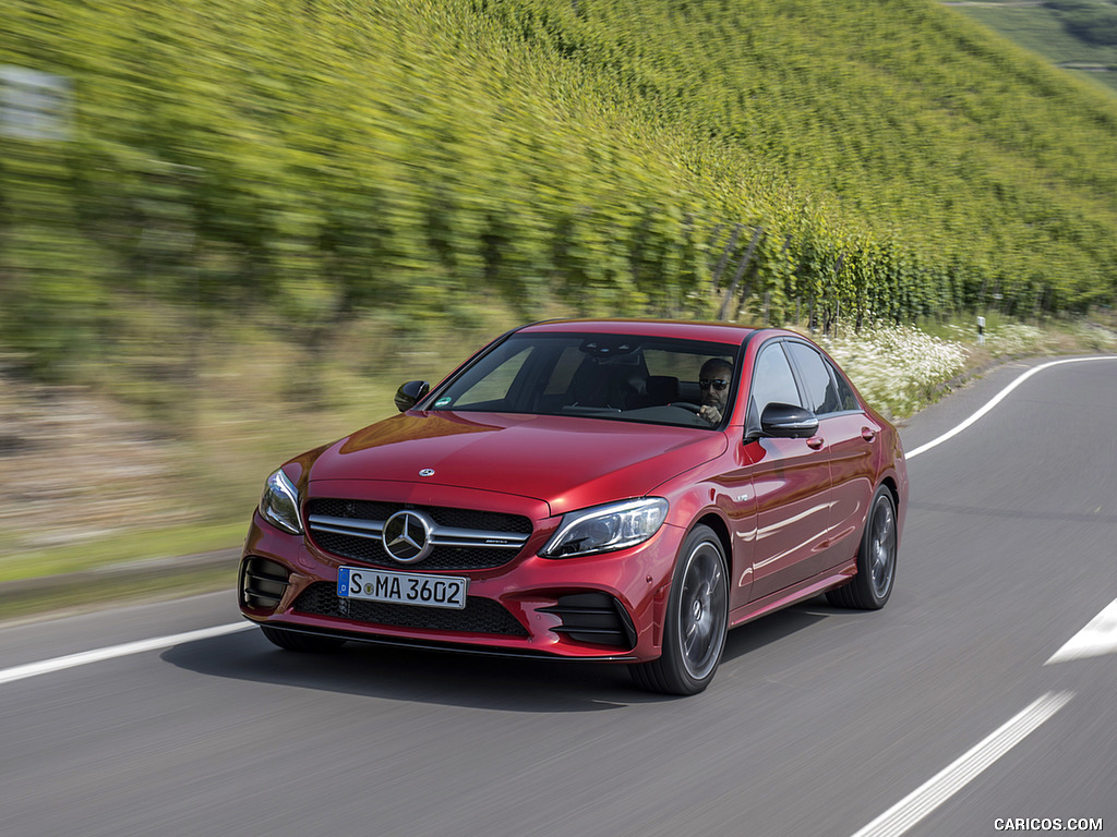 2019 Mercedes-AMG C43 4MATIC Sedan (Color: Hyacinth Red) - Front Three-Quarter