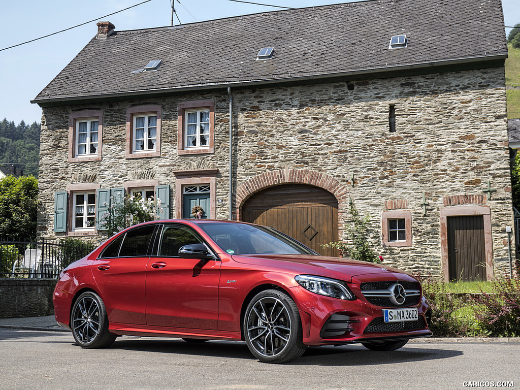 2019 Mercedes-AMG C43 4MATIC Sedan (Color: Hyacinth Red) - Front Three-Quarter