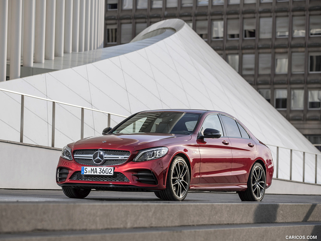 2019 Mercedes-AMG C43 4MATIC Sedan (Color: Hyacinth Red) - Front Three-Quarter