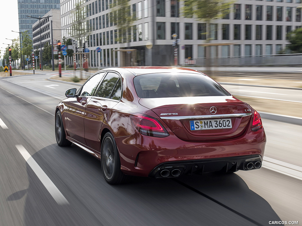 2019 Mercedes-AMG C43 4MATIC Sedan (Color: Hyacinth Red) - Rear Three-Quarter