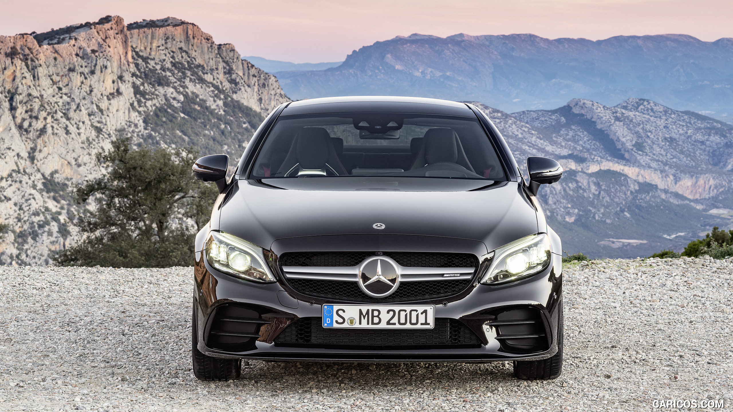 2019 Mercedes-AMG C43 Coupe 4MATIC Night Package and AMG Carbon-Package II (Color: Obsidian Black Metallic) - Front, #17 of 184