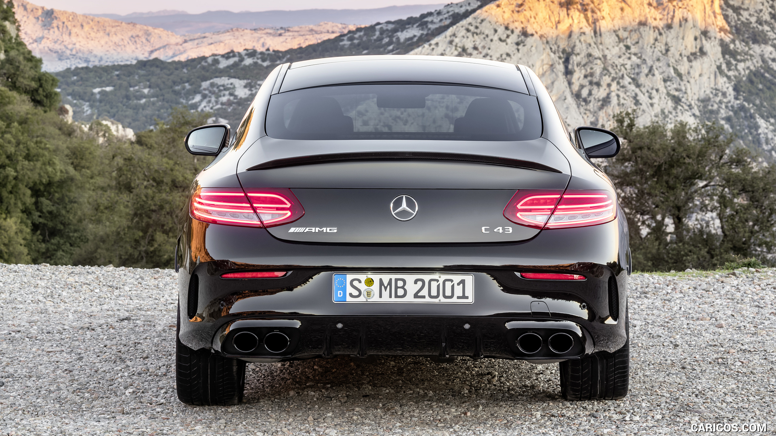 2019 Mercedes-AMG C43 Coupe 4MATIC Night Package and AMG Carbon-Package II (Color: Obsidian Black Metallic) - Rear, #18 of 184