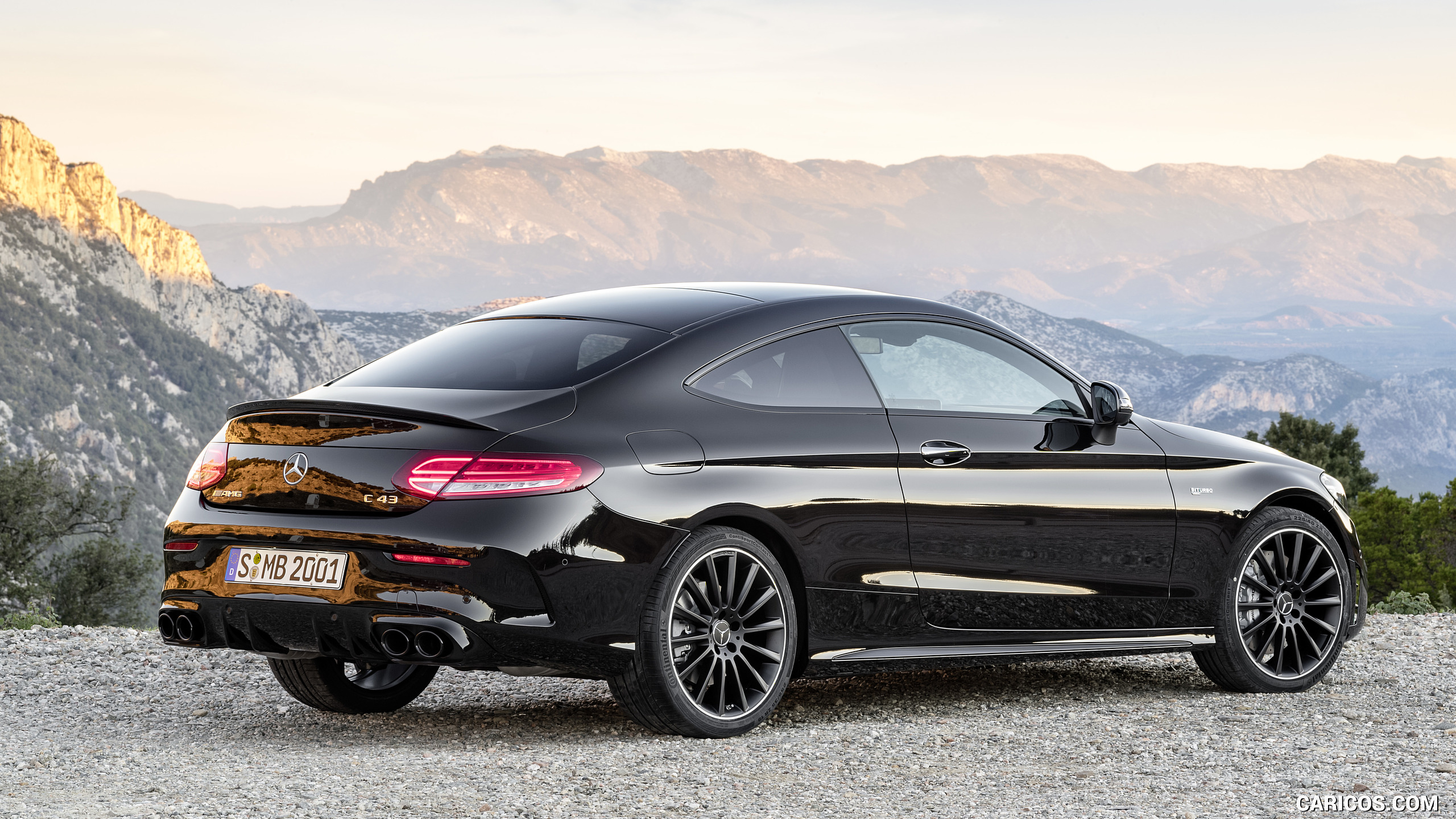 2019 Mercedes-AMG C43 Coupe 4MATIC Night Package and AMG Carbon-Package II (Color: Obsidian Black Metallic) - Rear Three-Quarter, #15 of 184
