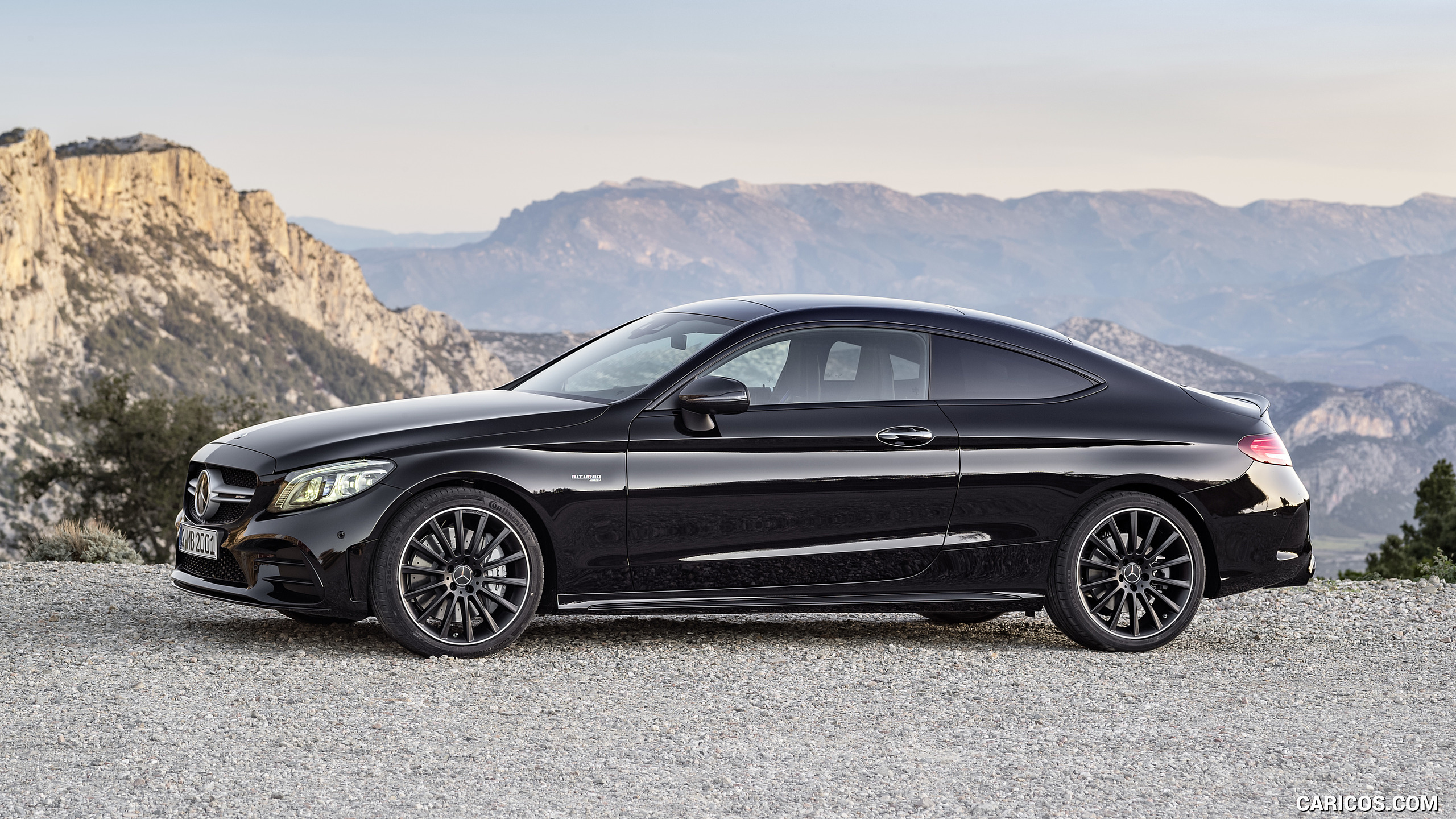 2019 Mercedes-AMG C43 Coupe 4MATIC Night Package and AMG Carbon-Package II (Color: Obsidian Black Metallic) - Side, #14 of 184