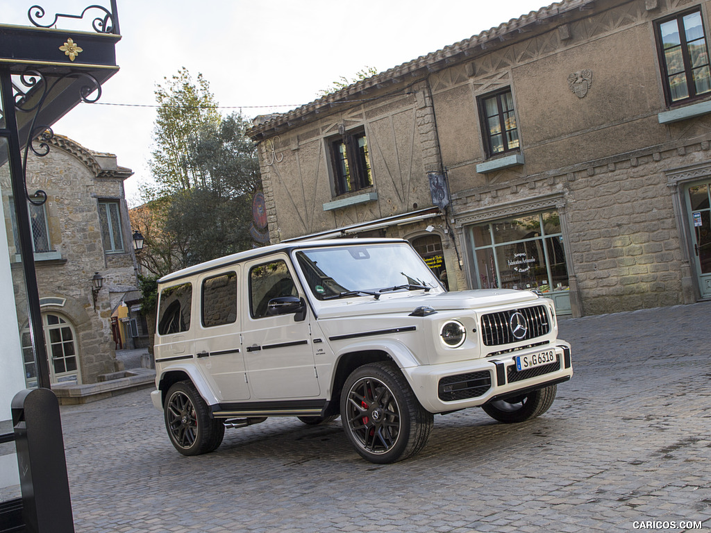 2019 Mercedes-AMG G63 (Color: Designo Diamond White Bright) - Front Three-Quarter