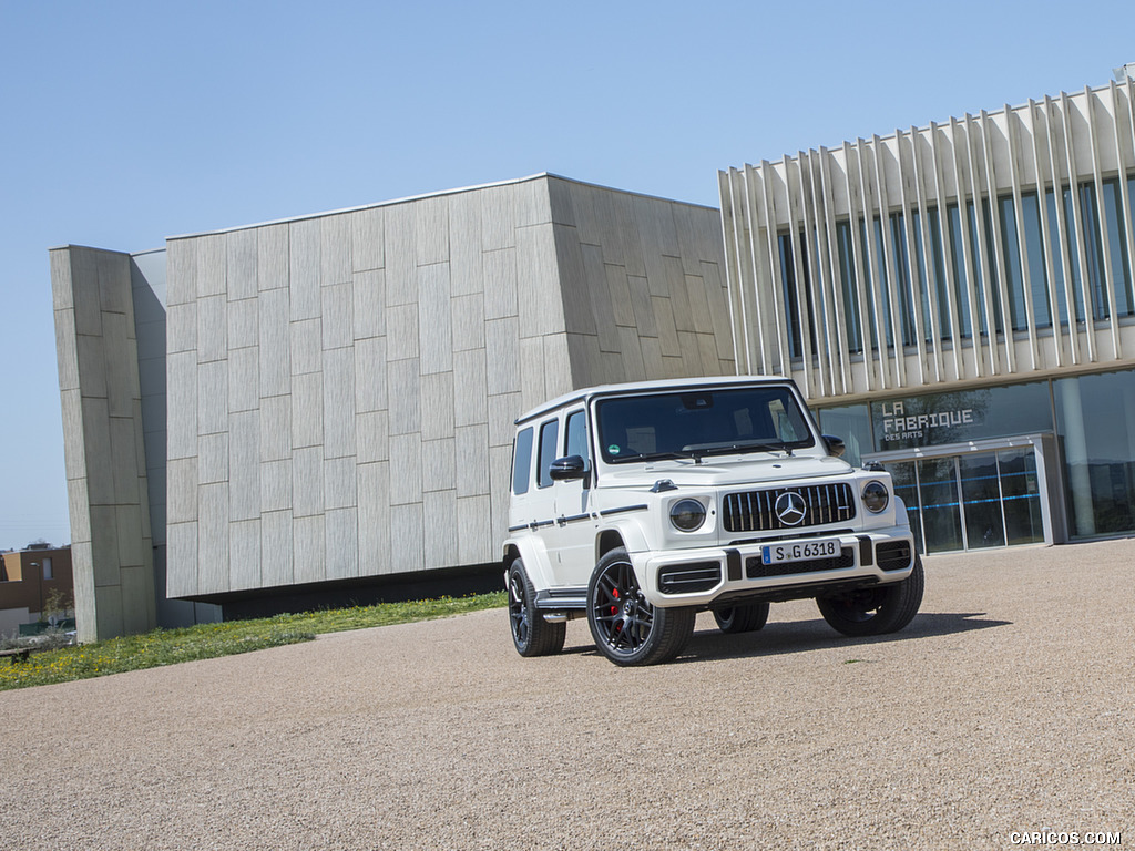 2019 Mercedes-AMG G63 (Color: Designo Diamond White Bright) - Front Three-Quarter