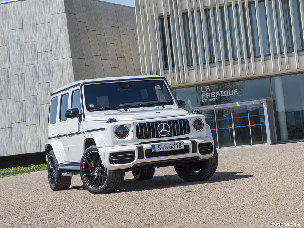 2019 Mercedes-AMG G63 (Color: Designo Diamond White Bright) - Front Three-Quarter