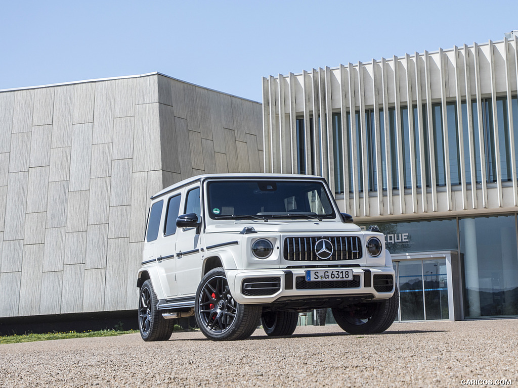 2019 Mercedes-AMG G63 (Color: Designo Diamond White Bright) - Front Three-Quarter