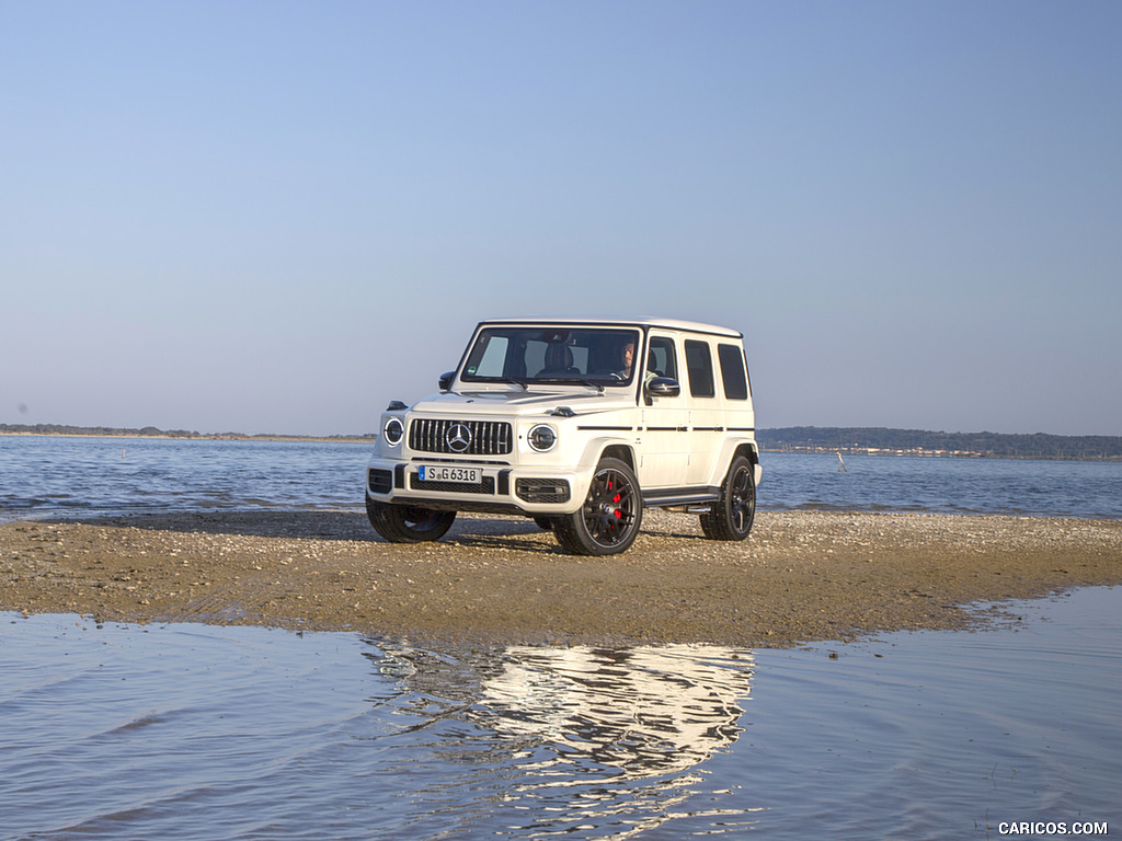 2019 Mercedes-AMG G63 (Color: Designo Diamond White Bright) - Front Three-Quarter