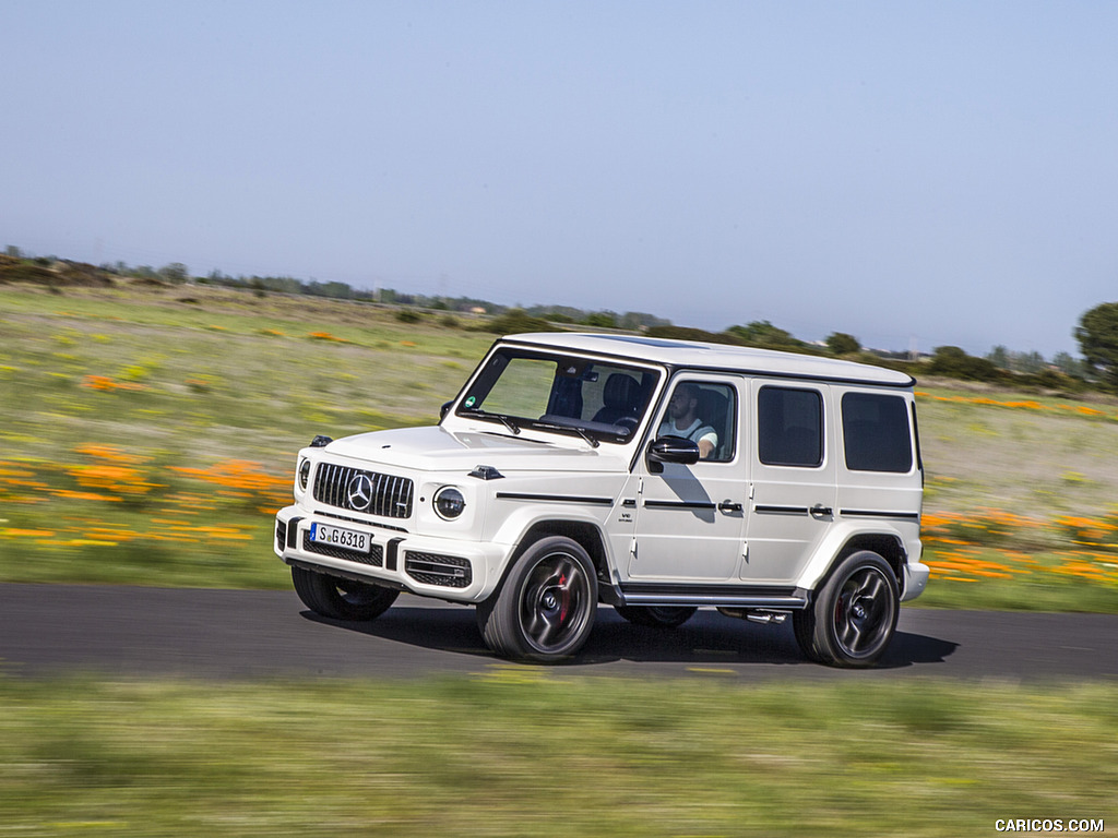 2019 Mercedes-AMG G63 (Color: Designo Diamond White Bright) - Front Three-Quarter