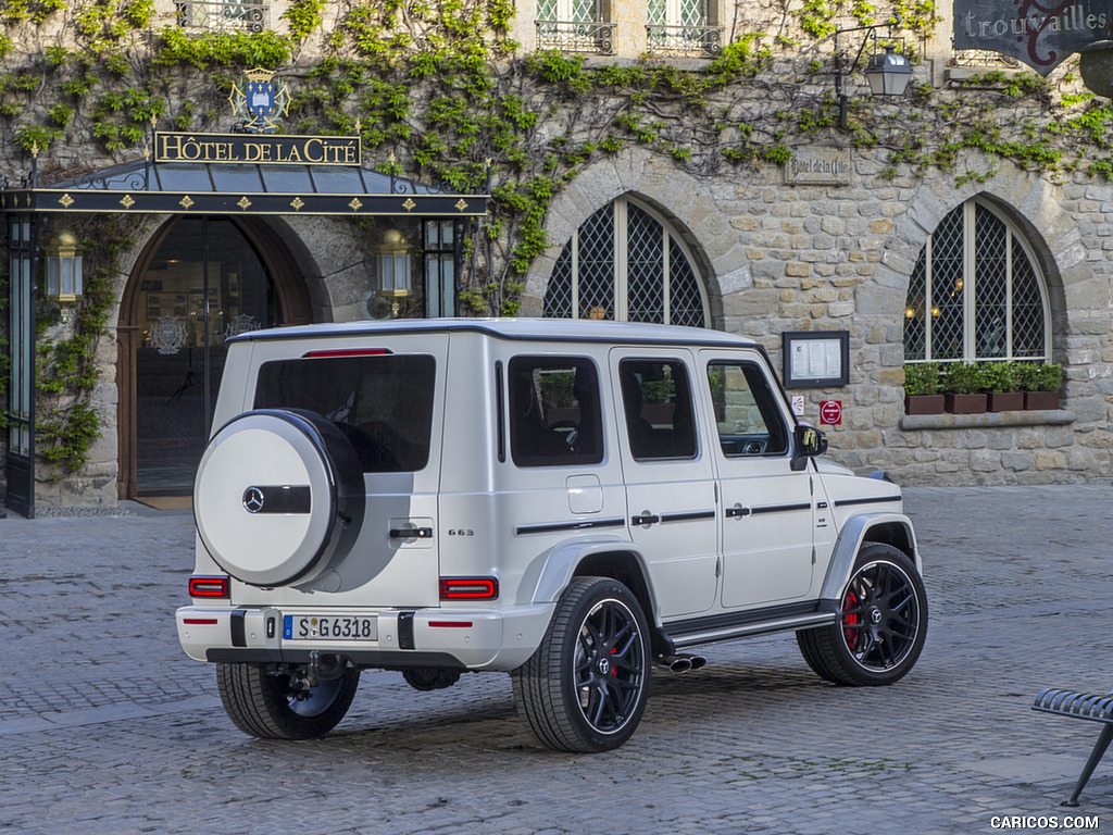 2019 Mercedes-AMG G63 (Color: Designo Diamond White Bright) - Rear Three-Quarter