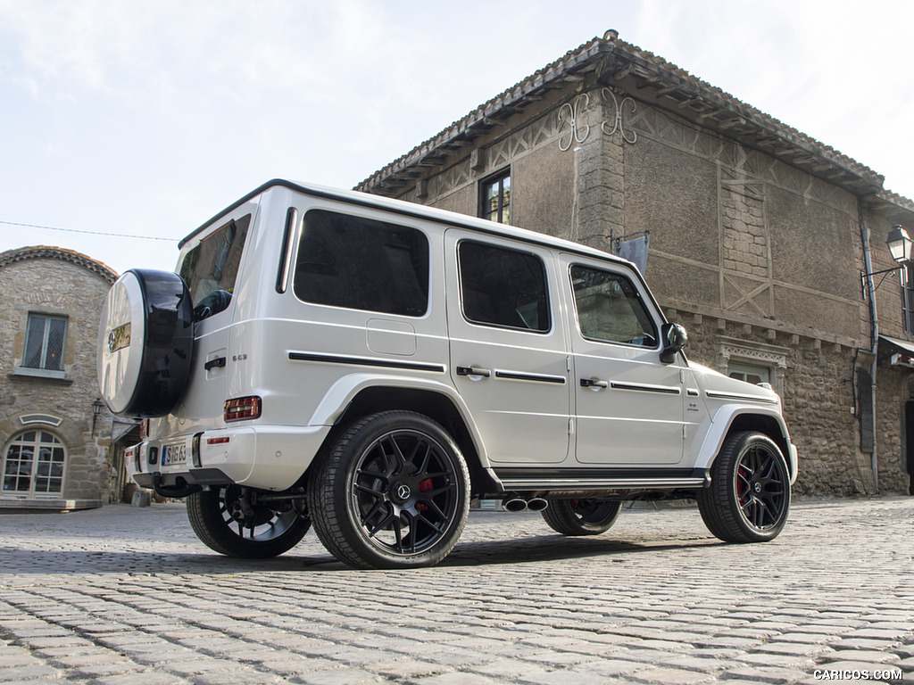 2019 Mercedes-AMG G63 (Color: Designo Diamond White Bright) - Rear Three-Quarter