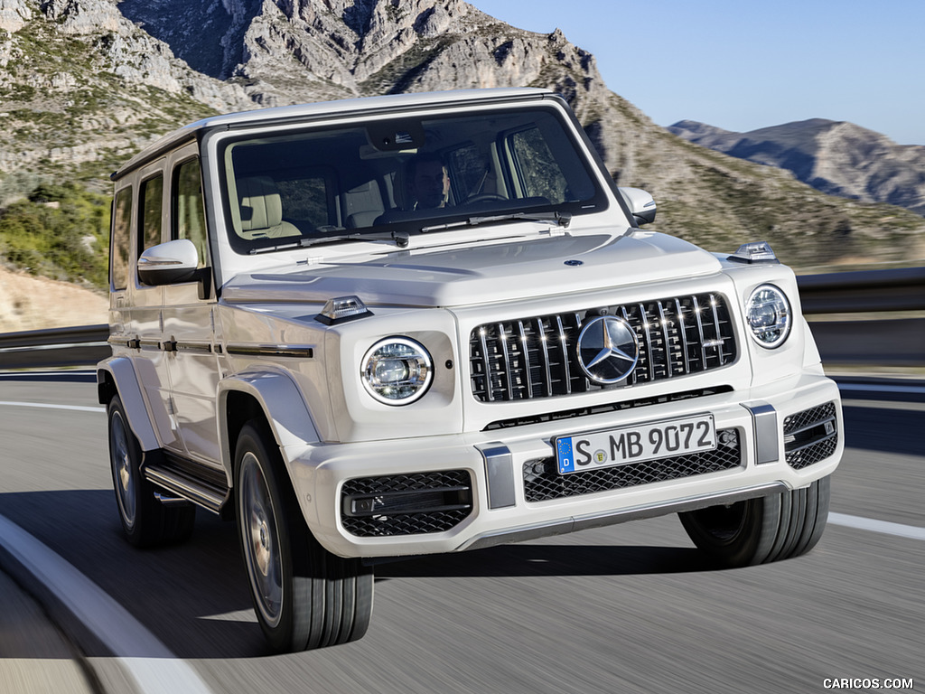 2019 Mercedes-AMG G63 (Color: Designo Mystic White Bright) - Front Three-Quarter