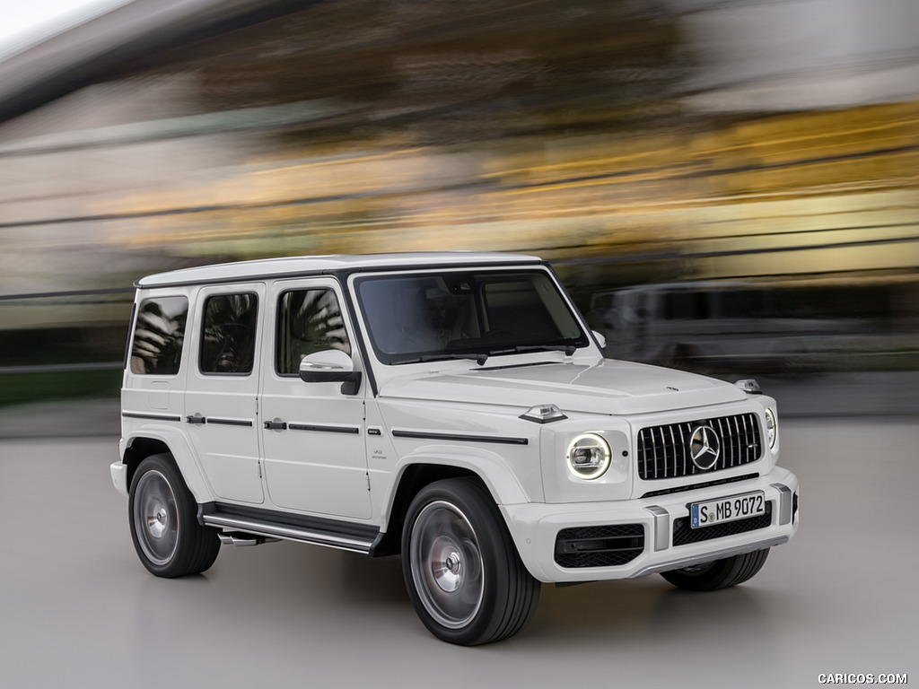 2019 Mercedes-AMG G63 (Color: Designo Mystic White Bright) - Front Three-Quarter