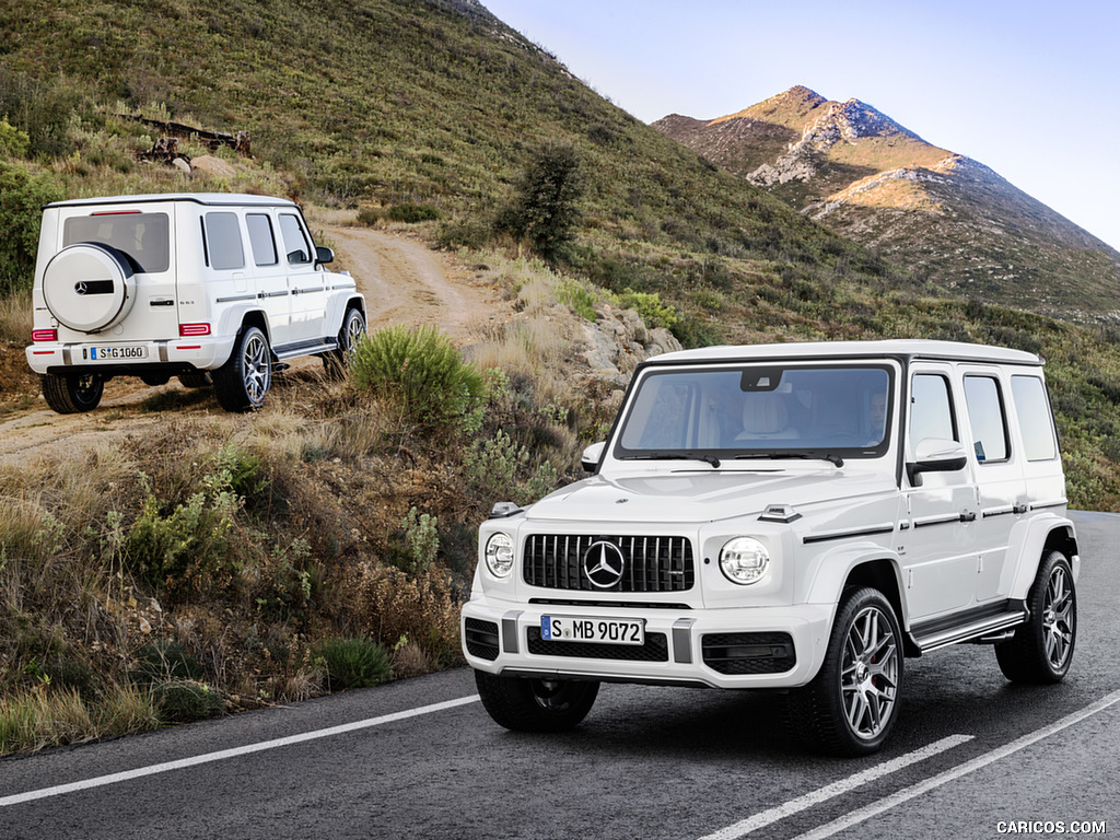 2019 Mercedes-AMG G63 (Color: Designo Mystic White Bright) - Front Three-Quarter